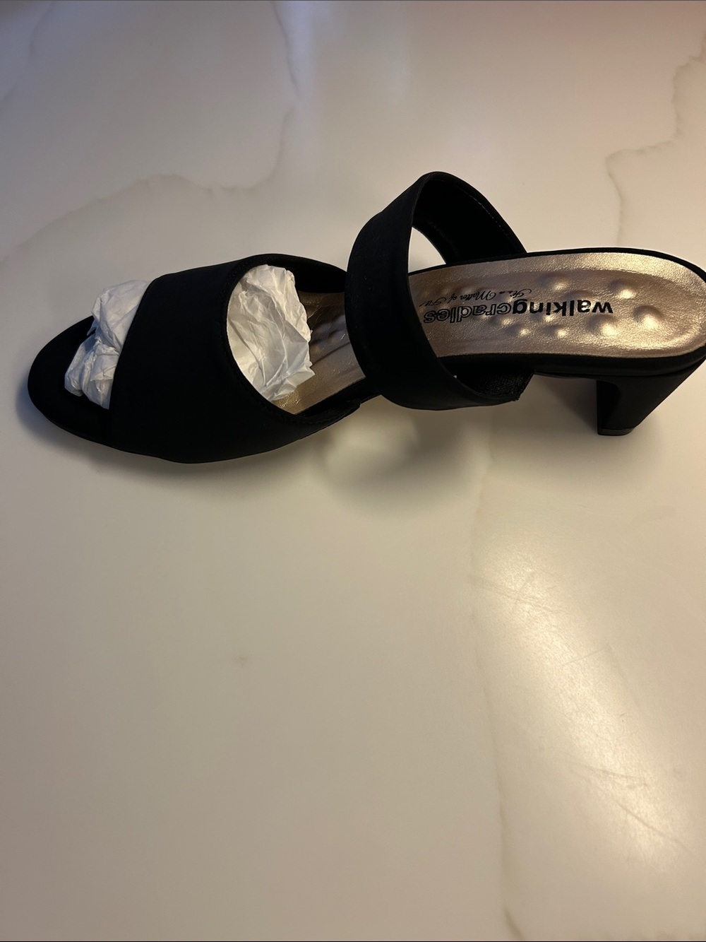 Walking Cradles Black Open-Toe Slide Mule